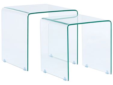 Set van 2 bijzettafels KENDALL Veiligheidsglas Transparant