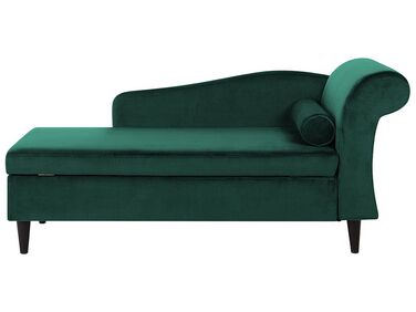 Chaise longue côté droit LUIRO Velours Vert foncé avec rangement