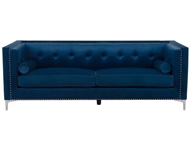 Sofa 3 Seater AVALDSENES Velvet Navy Blue