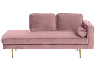 Chaise longue côté droit MIRAMAS Velours Rose