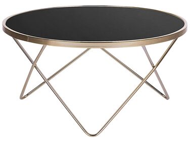 Coffee Table MERIDIAN Tempered Glass Black/ Gold