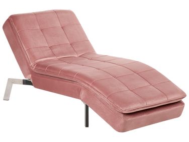 Chaise longue LOIRET Fluweel Roze