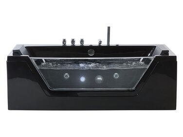 Baignoire d'angle à remous avec LED SAMANA 153 x 71 cm Noir
