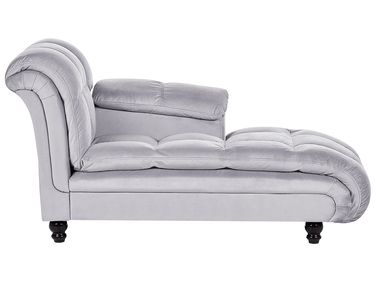 Linkszijdige chaise longue LORMONT Fluweel Lichtgrijs