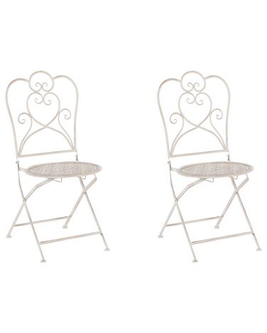 Set van 2 tuinstoelen TRIESTE inklapbaar Metaal Lichtbeige