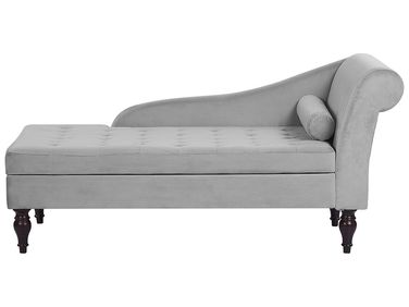 Rechtszijdige chaise longue PESSAC Fluweel Lichtgrijs met opbergruimte