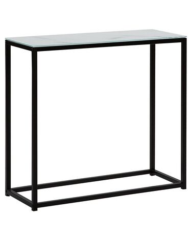 Console Table DELANO Tempered Glass Marble/ Black