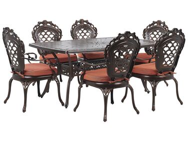 Garden Dining Set 6 Seater LIZZANO with Cushions Metal Dark Brown
