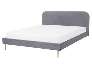 Bed Fluweel FLAYAT 160 x 200 cm Grijs