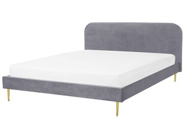 Bed Fluweel FLAYAT 180 x 200 cm Grijs