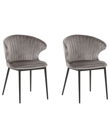 Set van 2 eetkamerstoelen AUGUSTA Fluweel Grijs