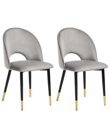 Set van 2 eetkamerstoelen MAGALIA Fluweel Grijs