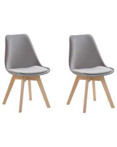 Set van 2 eetkamerstoelen DAKOTA II Fluweel Grijs