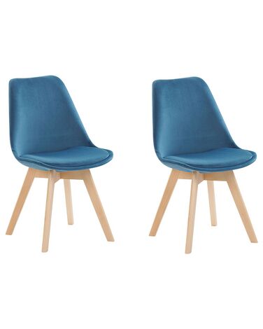 Set van 2 eetkamerstoelen DAKOTA II Fluweel Blauw