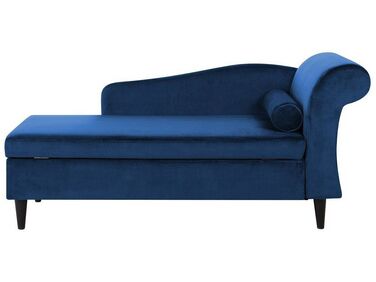 Chaise longue côté droit LUIRO Velours Bleu marine avec rangement