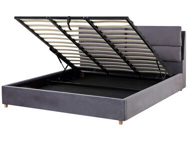 Bed met opbergruimte Fluweel BATILLY 180 x 200 cm Grijs