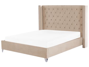 Bed Fluweel LUBBON 180 x 200 cm Beige