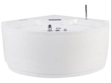Baignoire d'angle à remous avec LED MILANO Avec haut-parleur Bluetooth intégré 181 x 150 cm Blanc