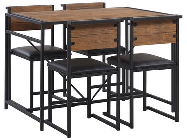 Dining Set BURTON Brown/ Black 4 Seater