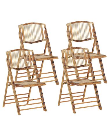 Set van 4 eetkamerstoelen inklapbaar TRENTOR Bamboe Natuurlijk