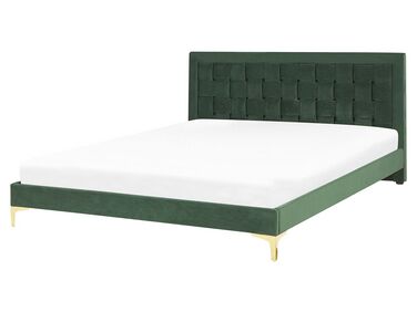 Bed Fluweel LIMOUX 160 x 200 cm Donkergroen