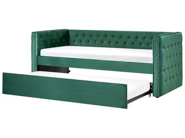 Onderschuifbed Fluweel GASSIN 90 x 200 cm Smaragdgroen