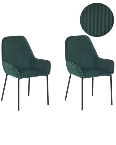 Set van 2 eetkamerstoelen LOVERNA Corduroy Donkergroen