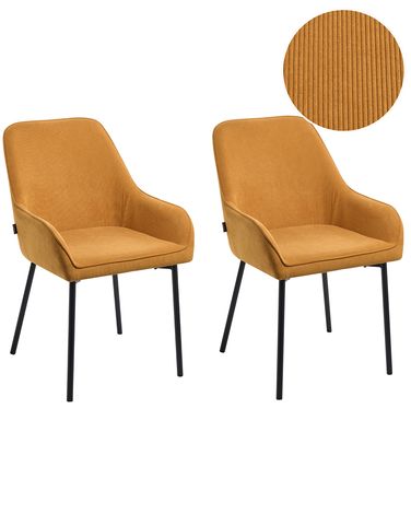 Set van 2 eetkamerstoelen LOVERNA Corduroy Mosterdgeel
