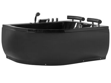 Baignoire d'angle à remous avec LED PARADISO Côté gauche 158 x 113 cm Noir