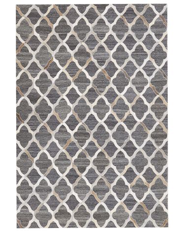 Rug ROLUNAY Dark Grey 140 x 200 cm Leather
