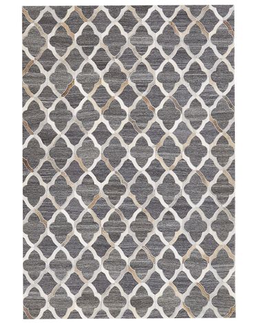 Rug ROLUNAY Dark Grey 160 x 230 cm Leather