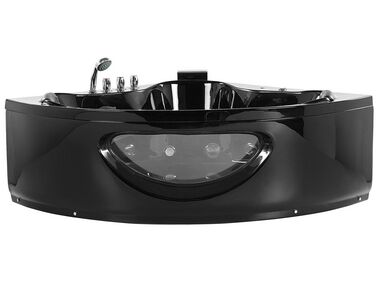 Baignoire d'angle à remous avec LED TOCOA 205 x 146 cm Noir