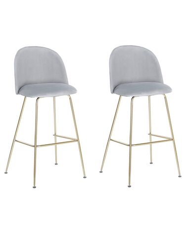 Set van 2 barstoelen ARCOLA Fluweel Lichtgrijs