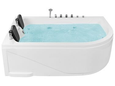 Baignoire d'angle à remous avec LED CALAMA Côté droit 180 x 120 cm Blanc