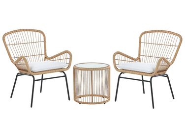 Bistroset met kussens LABICO PE rotan Lichtbruin