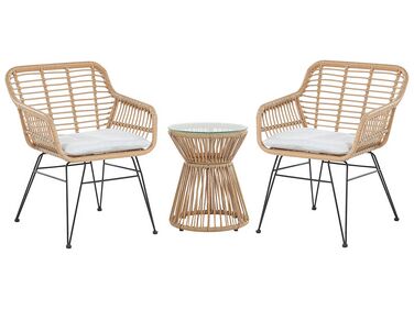 Bistroset met kussens TRESTINA PE rotan Lichtbruin