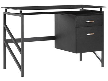 Bureau MORITON Zwart 117 cm 57 cm met opbergruimte