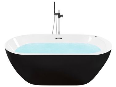 Baignoire balnéo îlot avec LED NEVIS 170 x 80 cm Noir