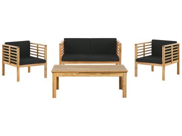 Ensemble de salon de jardin avec table 4 places PACIFIC Acacia Noir