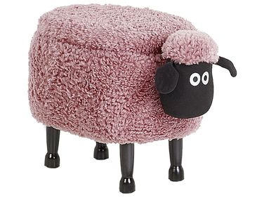 Storage Animal Stool SHEEP Fabric Pink Sheep