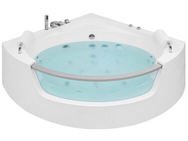 Baignoire d'angle à remous avec LED MANGLE 201 x 150 cm Blanc
