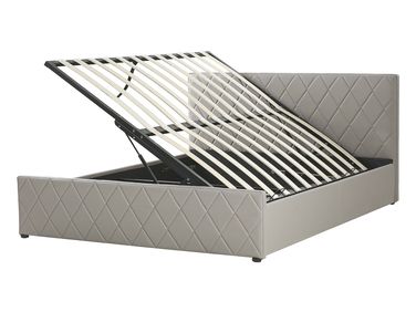 Bed met opbergruimte Kunstleer ROCHEFORT 140 x 200 cm Taupe