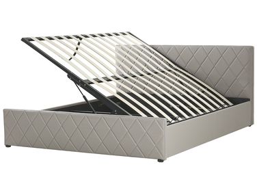 Bed met opbergruimte Kunstleer ROCHEFORT 180 x 200 cm Taupe