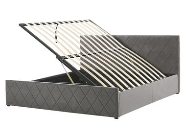 Bed met opbergruimte Fluweel ROCHEFORT 160 x 200 cm Grijs