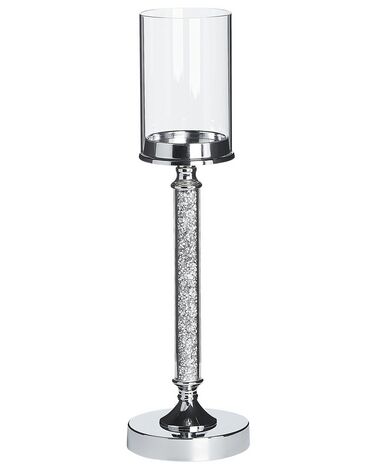 Bougeoir ABBEVILLE Verre 48 cm Argenté