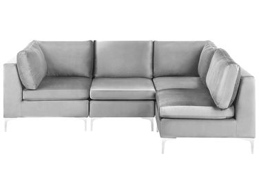 Canapé d'angle modulable 4 places EVJA Velours Gris Côté gauche