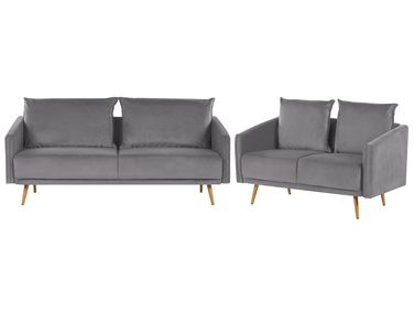 Ensemble de salon 5 places MAURA Velours Gris