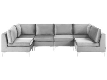 Canapé modulable en forme de U 6 places EVJA Velours Gris