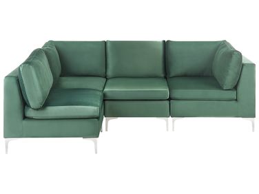 Canapé d'angle modulable 4 places EVJA Velours Vert Côté droit