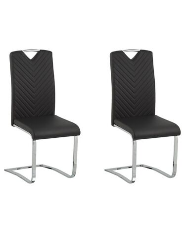 Set van 2 eetkamerstoelen PICKNES Kunstleer Zwart